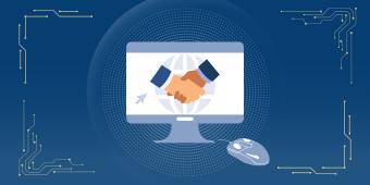 Introduction to Electronic and Information Resources Accessibility banner image. A computer screen with two hands shaking in the center of the screen.