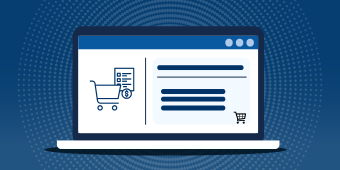 Submitting Purchase Requestions for Approval banner image. A shopping cart page on a laptop screen.